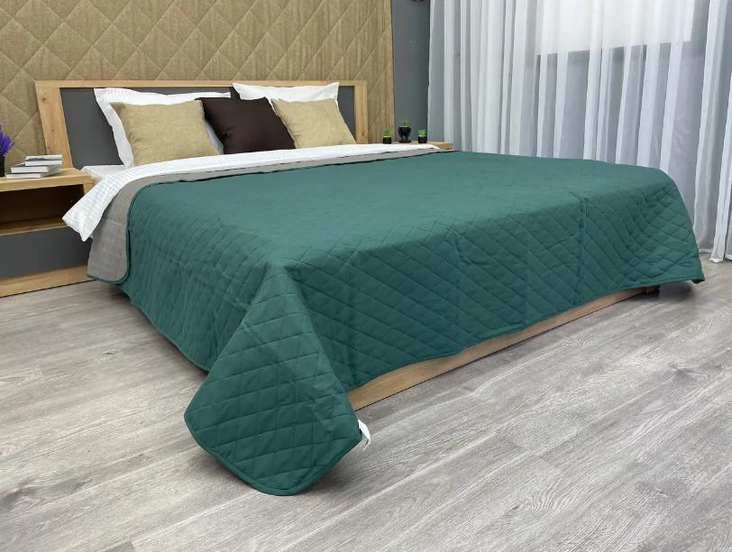 Покривало на ліжко двостороннє Decorator Ultra Sonic Microfiber 180х215 см Зелений/Сірий (85-012) - фото 7