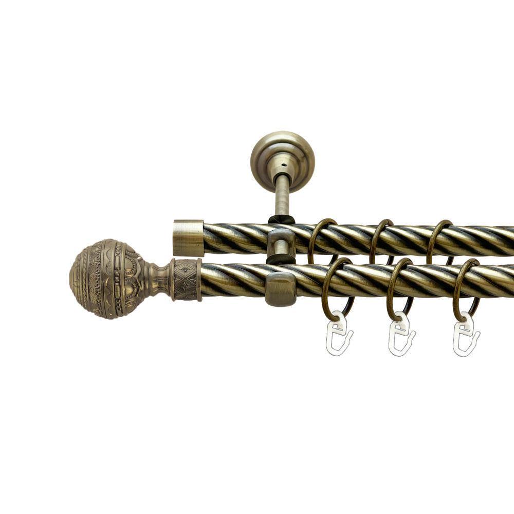 Карниз металлический Orvit Арабеска двухрядный открытый/скрученная труба/кольцо металлическое Антик 19/19 мм 240 см (00-00022159)