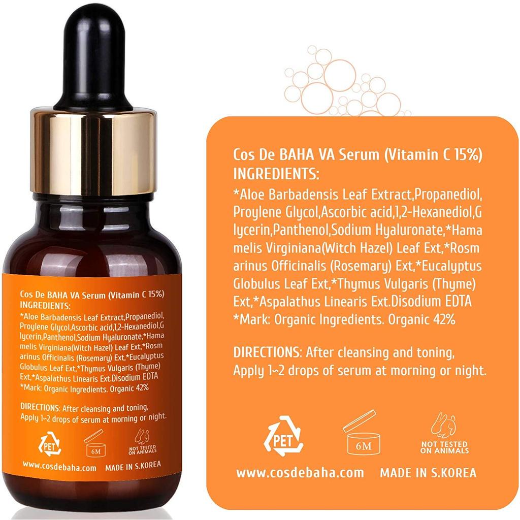 Сироватка, що освітлює з вітаміном С Cos De Baha Vitamin C 15 Serum 30 мл - фото 2 Сироватка, що освітлює з вітаміном С Cos De Baha Vitamin C 15 Serum 30 мл - фото 2