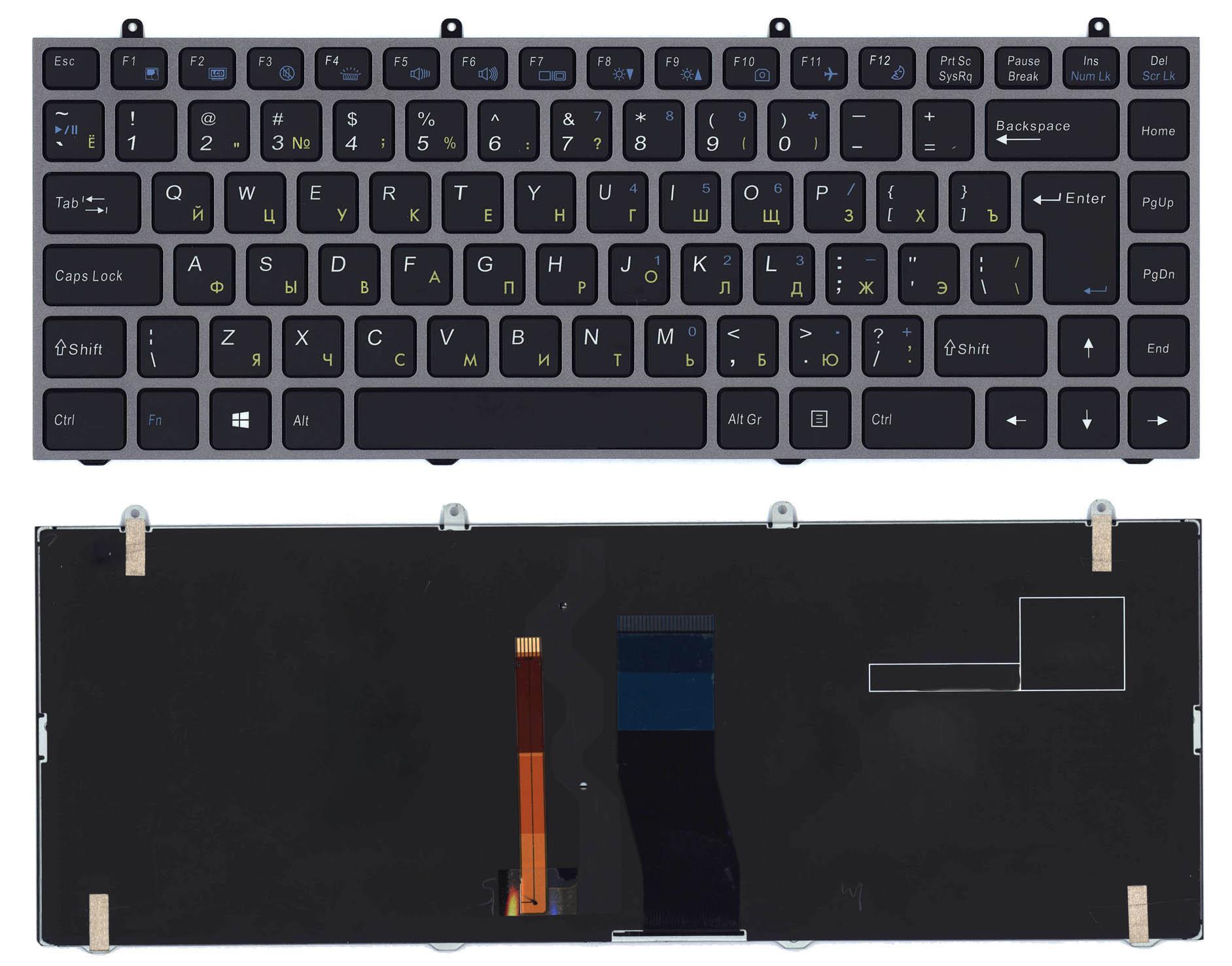 Клавиатура для ноутбука Clevo W230 Silver Frame Black