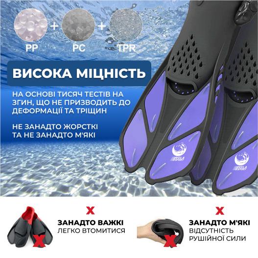 Ласти спортивні VelaSport Shark 32/36 регульовані із відкритою п'ятою Фіолетовий (00616) - фото 7