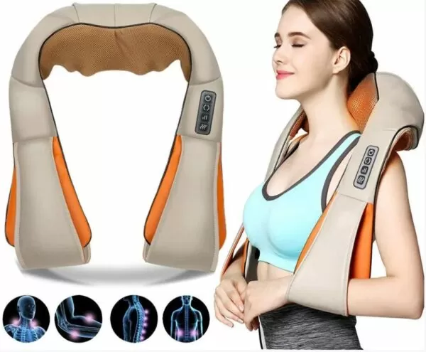 Массажер для спины и шеи Massager of Neck Kneading роликовый Коричневый (57-43-6929830) - фото 2