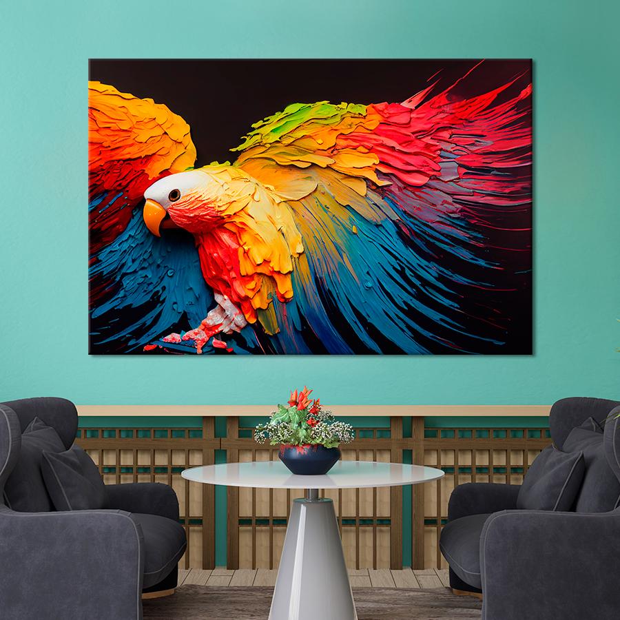 Картина на холсте Яркий попугай 80x54 см (V303-1_L)