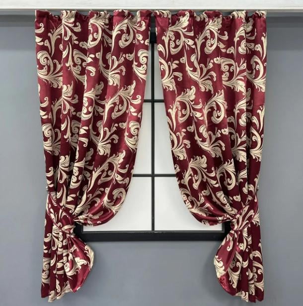 Шторы блекаут Лилия 1,3 х1,7 м 2 шт. Бордовый/Золотистый (062шА 35-0337)