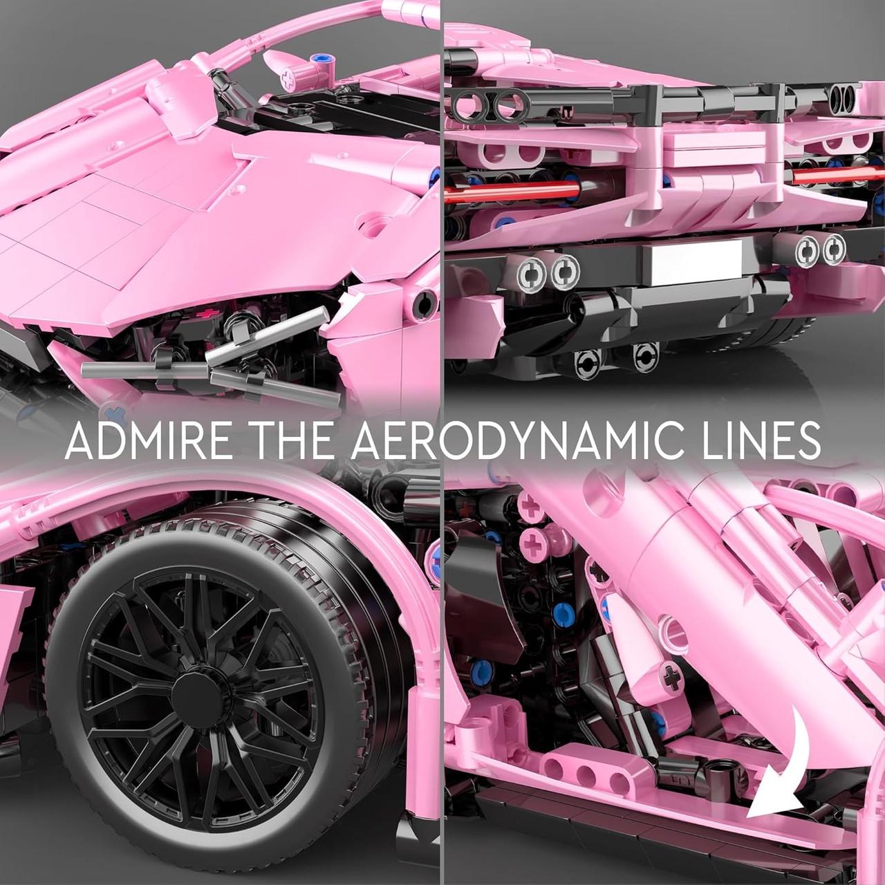 Конструктор автомобильный Lamborghini Sian 1316 дет. Розовый - фото 4