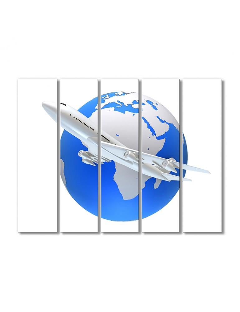 Картина модульная Самолет и земля 5 модулей 80x120 см (210319_Transport)