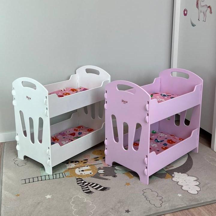 Двухъярусная игрушечная кроватка с постельным бельем Розовый - фото 2 Двухъярусная игрушечная кроватка с постельным бельем Розовый - фото 2