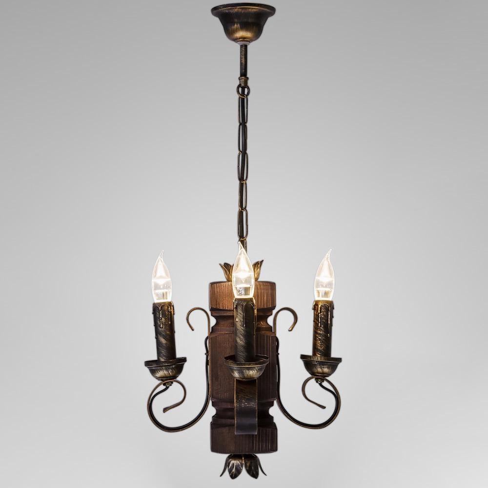 Люстра підвісна дерев'яна свічки Lighthouse DL-19926/4 Бронзовий/Коричневий
