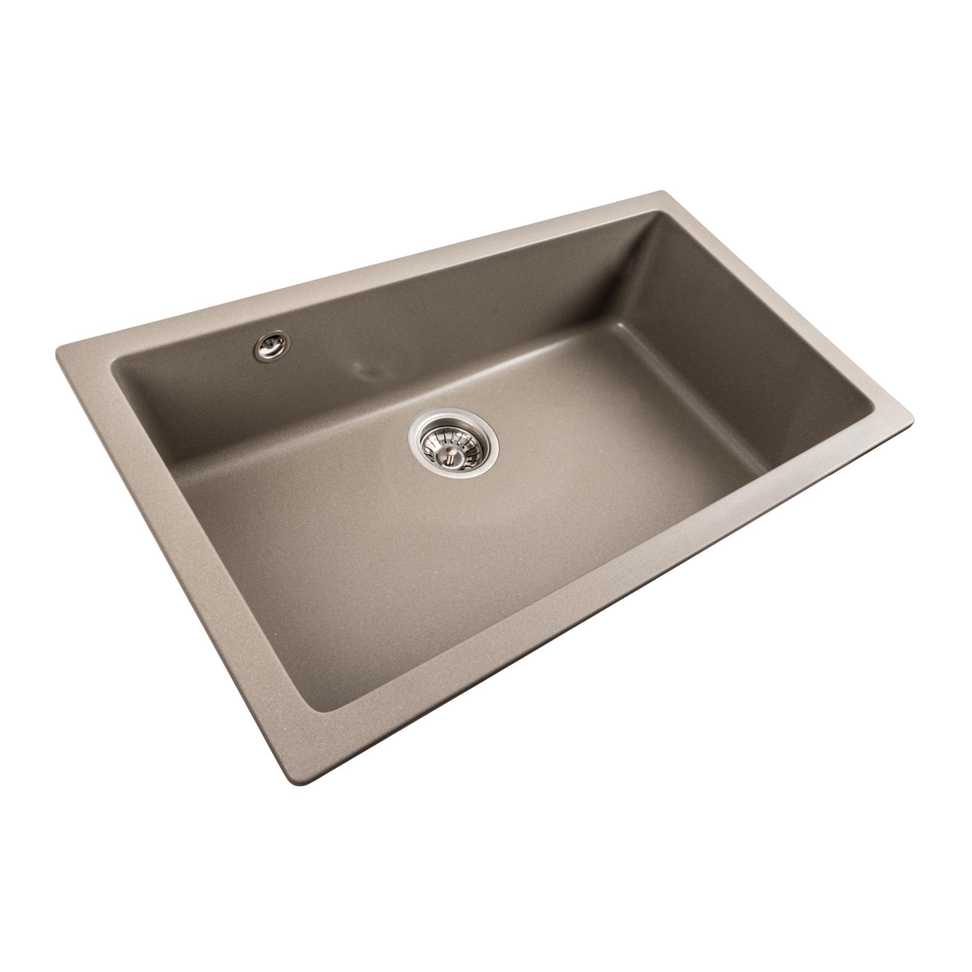 Мийка кухонна Platinum PLS-A39658 гранітна прямокутна 780x450 мм Бежевий (25961118) - фото 2