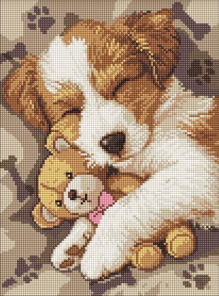 Алмазная мозаика Ideyka Спящий джек-рассел 30x40 см (Id-AMO8036)