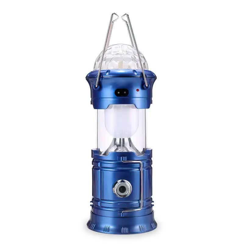 Фонарь аккумуляторный кемпинговый XF-5801 3в1 на солнечной батарее с диско-шаром Синий (29878574)