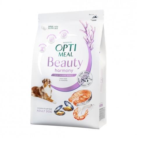 Сухой корм с морепродуктами Optimeal Beauty Harmony Mild Calming Effect для взрослых собак всех пород 4 кг - фото 1