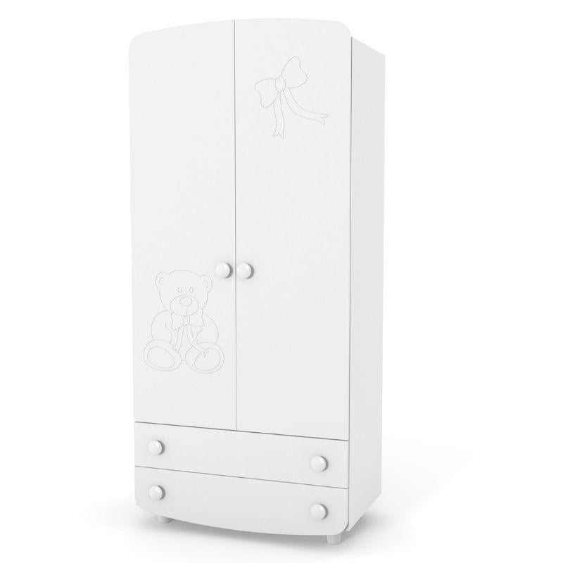 Шкаф распашной Верес №1 резьба Мишка из ДСП и МДФ Белый (38.4.2.06)