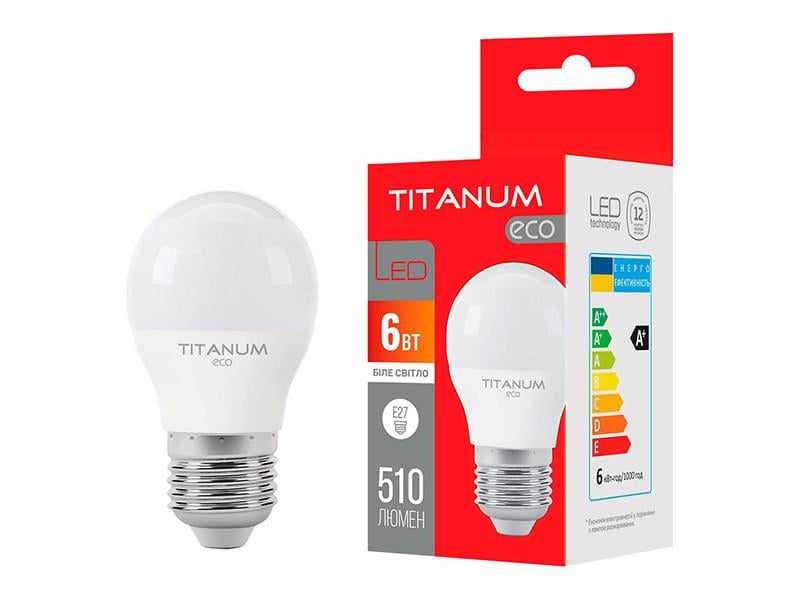 Светодиодная лампа TITANUM G45 6W E27 510Lm 4100K (7398)
