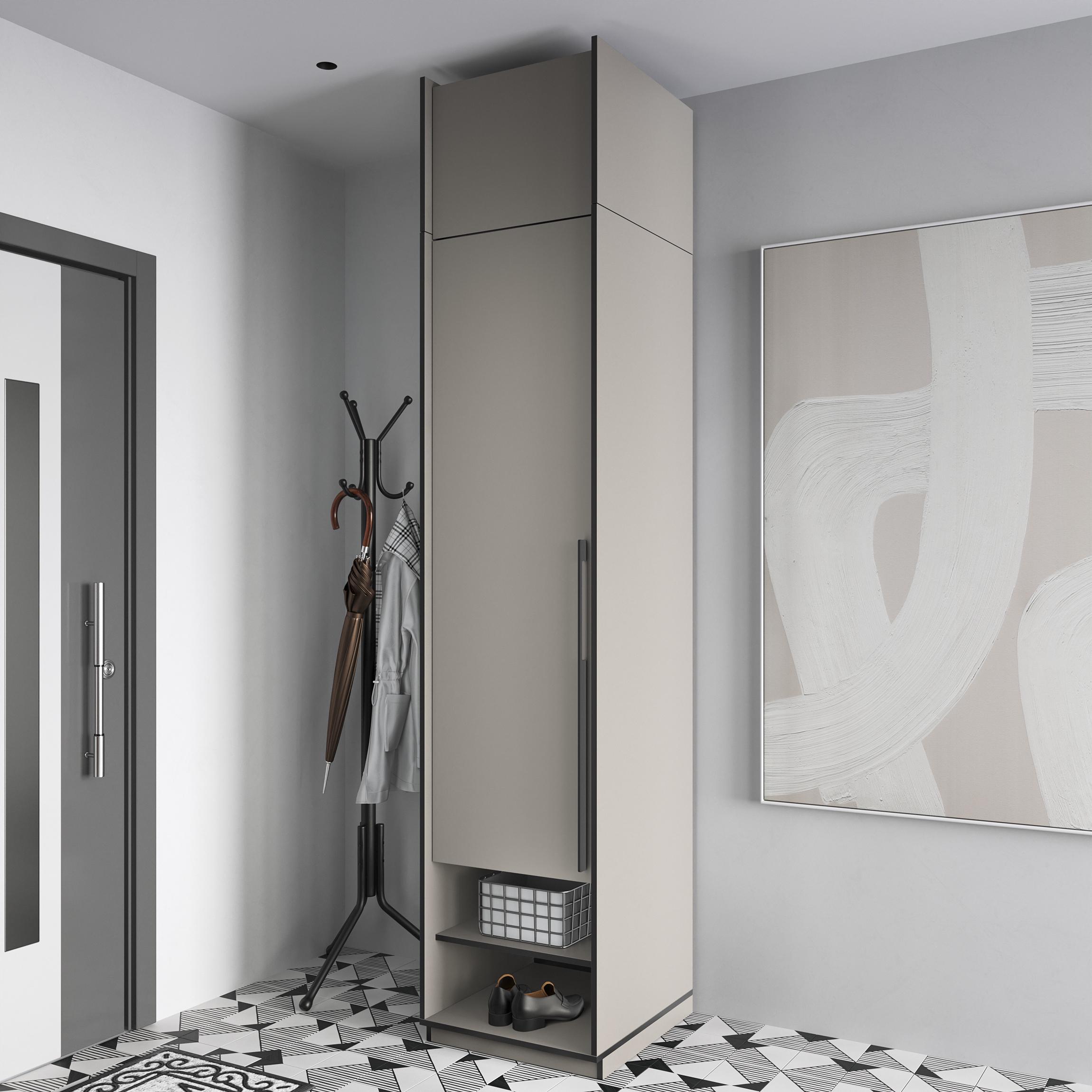 Шафа-пенал в передпокій однодверна розпашна з антресолью на 8 полиць 519х2500х570 мм Кашемір (mr-1a-ks) - фото 1 Шафа-пенал в передпокій однодверна розпашна з антресолью на 8 полиць 519х2500х570 мм Кашемір (mr-1a-ks) - фото 1