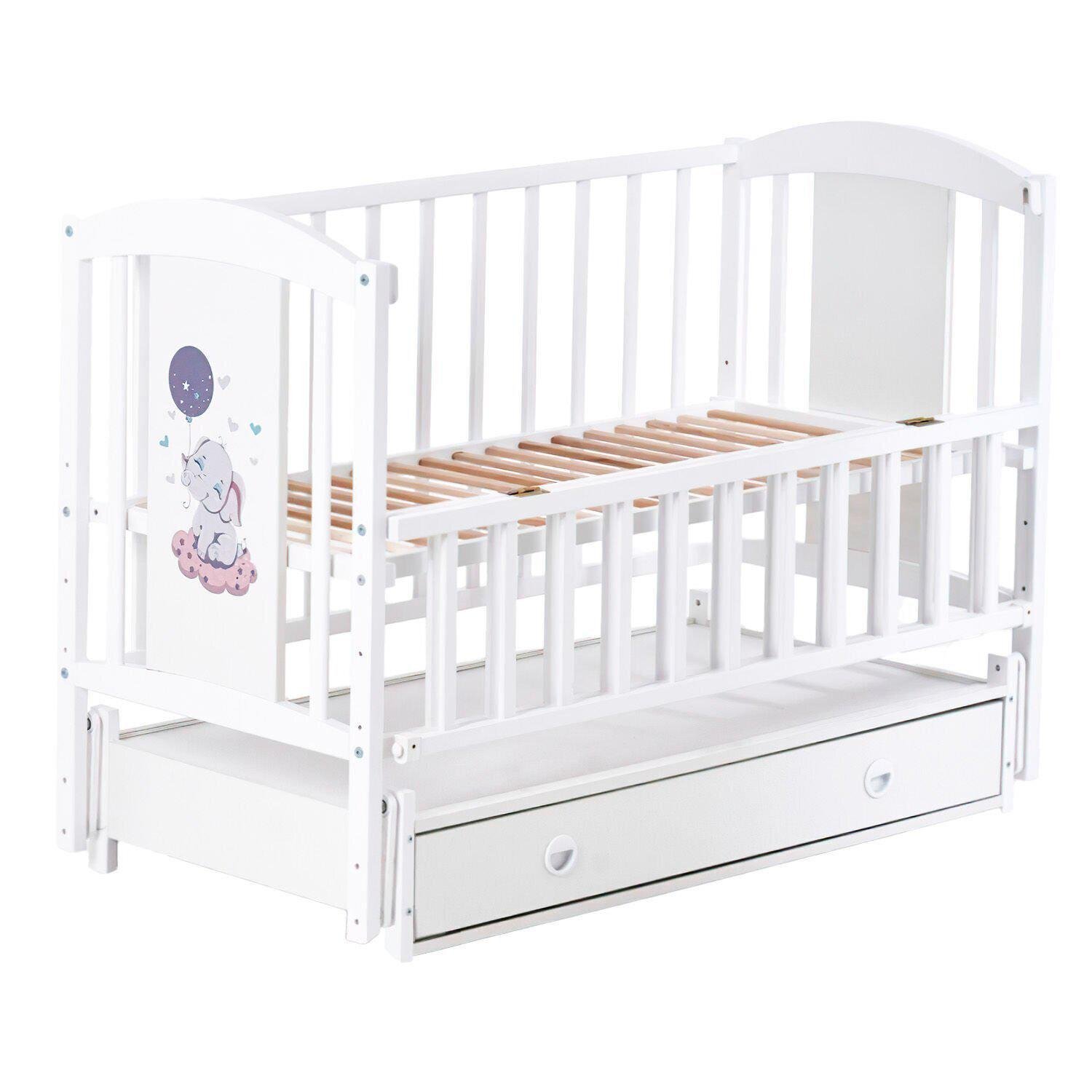 Кроватка детская Кузя Лили Слоник/Зайка Белый Кроватка детская Кузя Лили Слоник/Зайка Белый