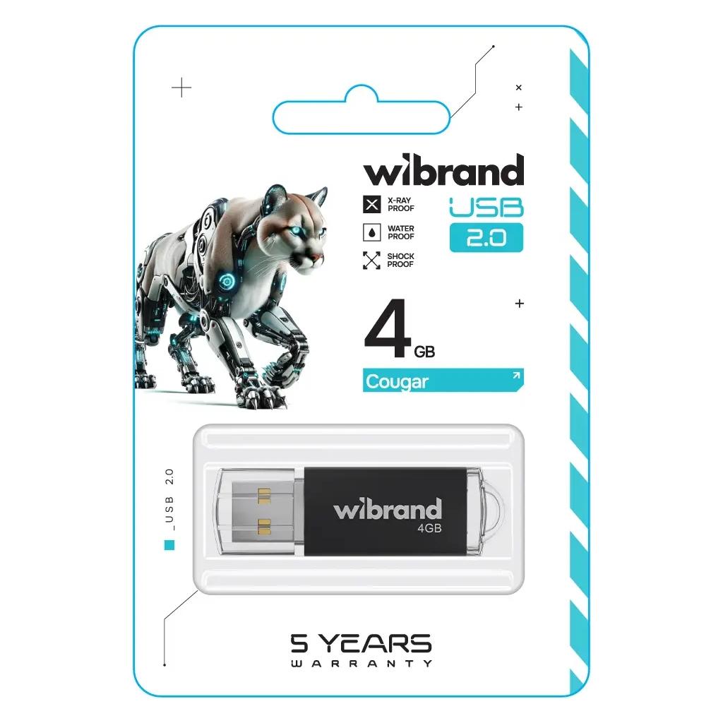 Флеш накопичувач Wibrand Cougar BlackUSB 2.0 USB 4GB (WI2.0/CU4P1B) - фото 2