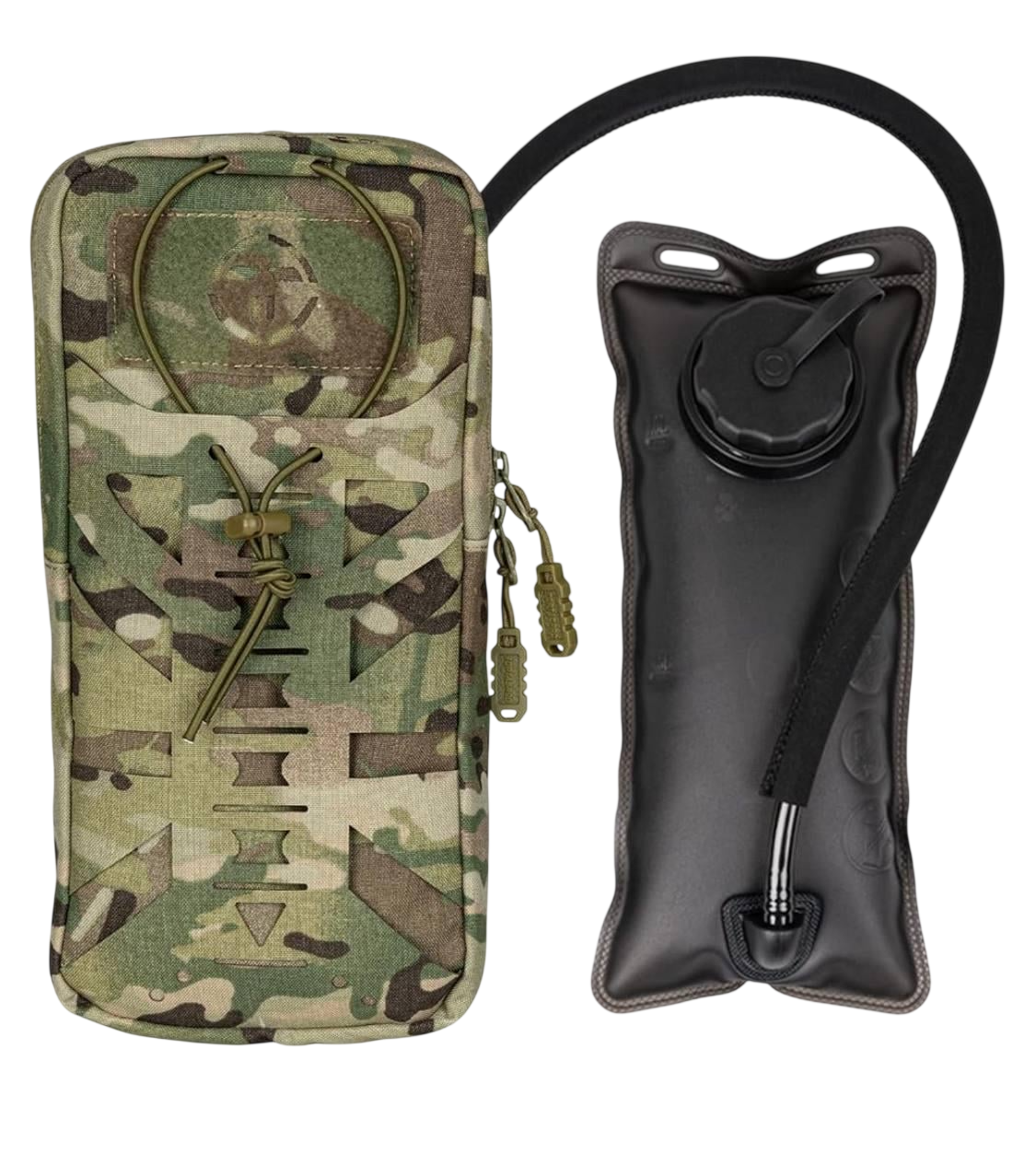 Рюкзак гидратор TOPTACPRO 1 литр с подсумком Cordura 500D Мультикам