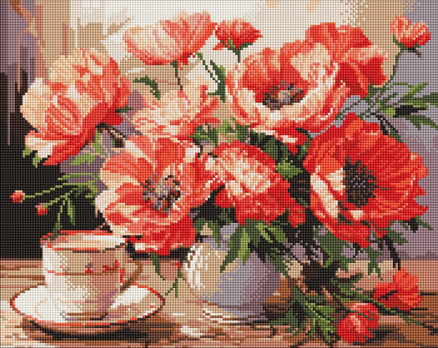 Набір з алмазною мозаїкою Ideyka Букет із маками AMO7988 40x50 см (MTT-189461)