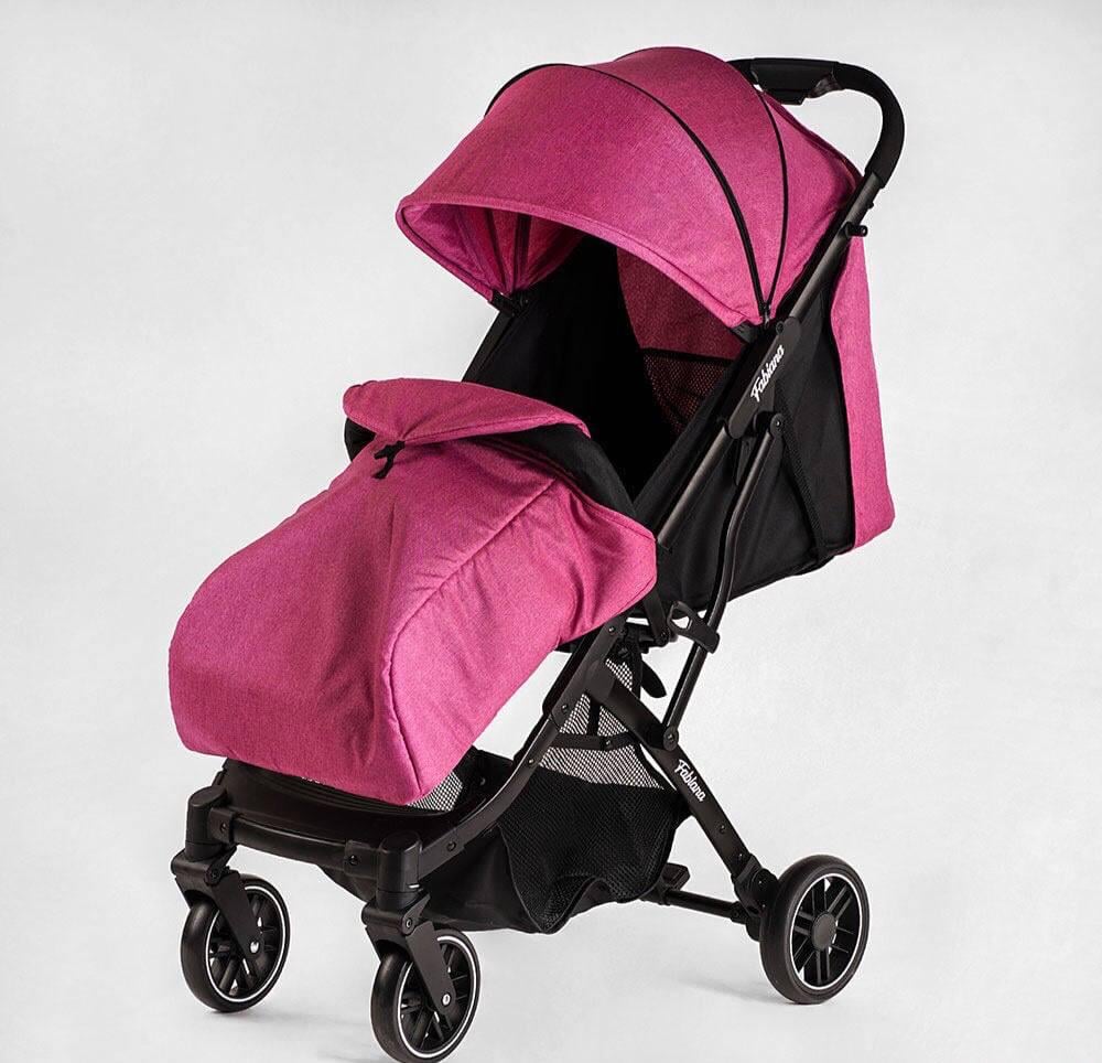 Коляска прогулянкова Joy Comfort L-20115 зі сталевою рамою/футкавером/підсклянником Рожевий (23864441)