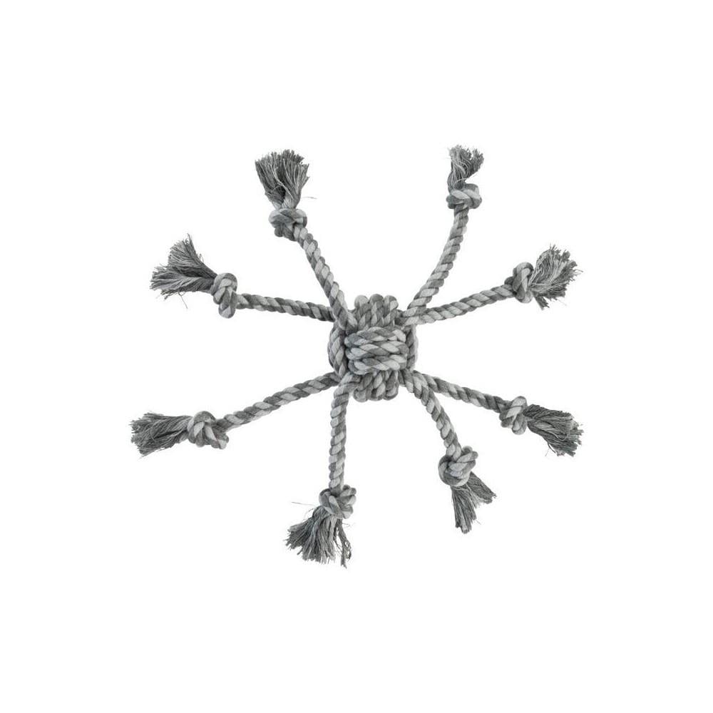 Игрушка для собак Trixie Мяч плетеный с веревками текстиль 7/44 см Серый (4011905326504_3)