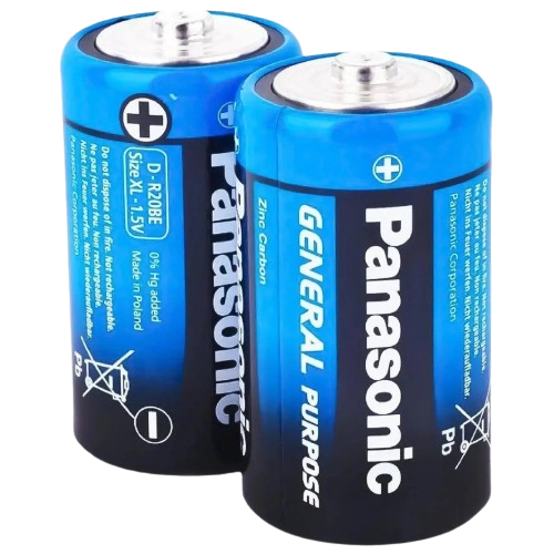 Батарейка Panasonic General Purpose D(R20) Carbon-Zinc R20BER 2P 1,5V 2 шт. (570288) - фото 1