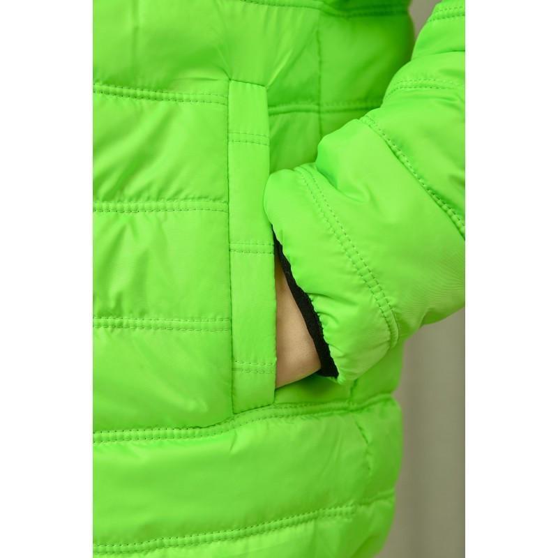 Куртка осенняя для мальчика двухсторонняя 128 см Черный с салатовым (2733511141) - фото 5