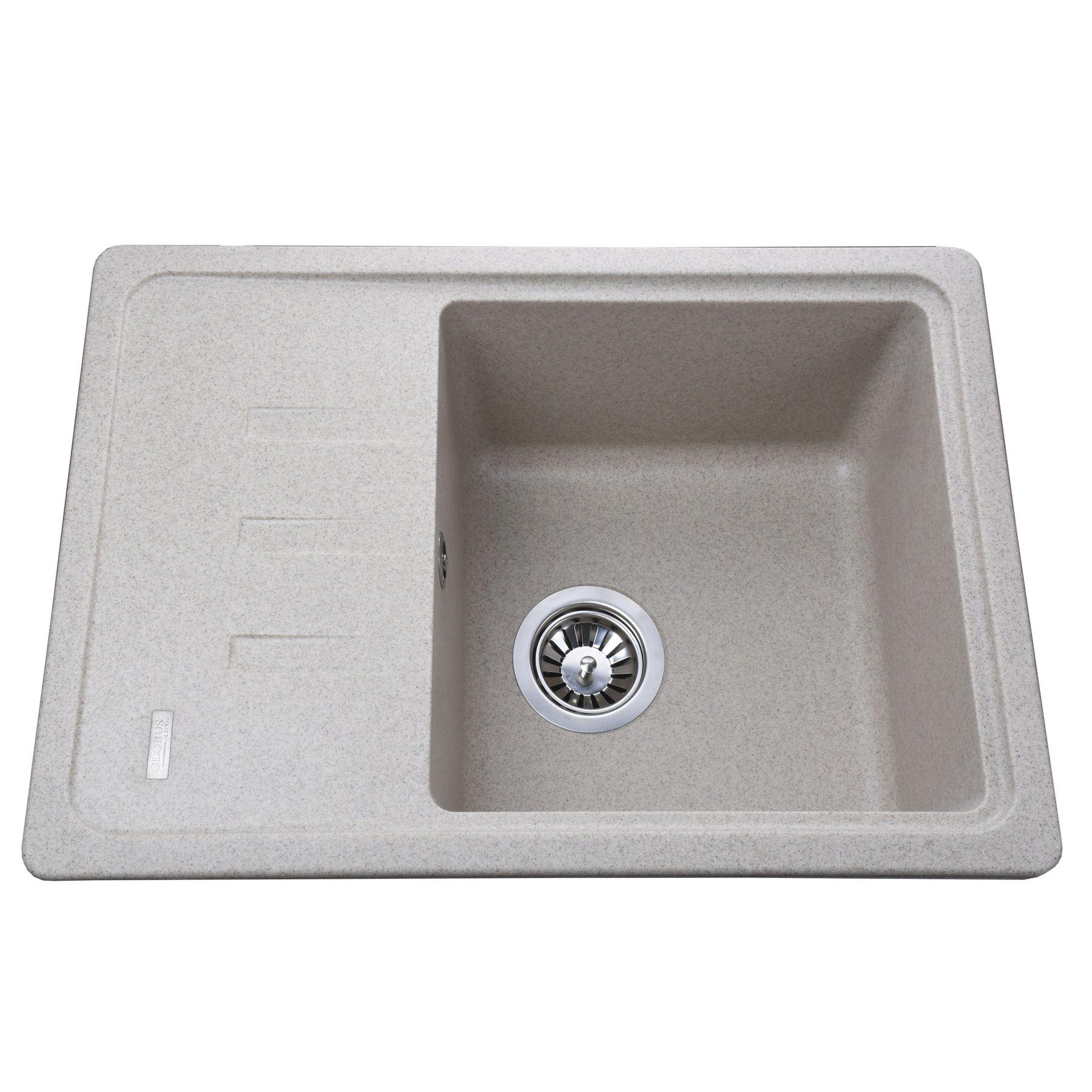 Мойка кухонная Globus Lux 000021058 гранитная прямоугольная 620x435 мм Бежевый (25949504)