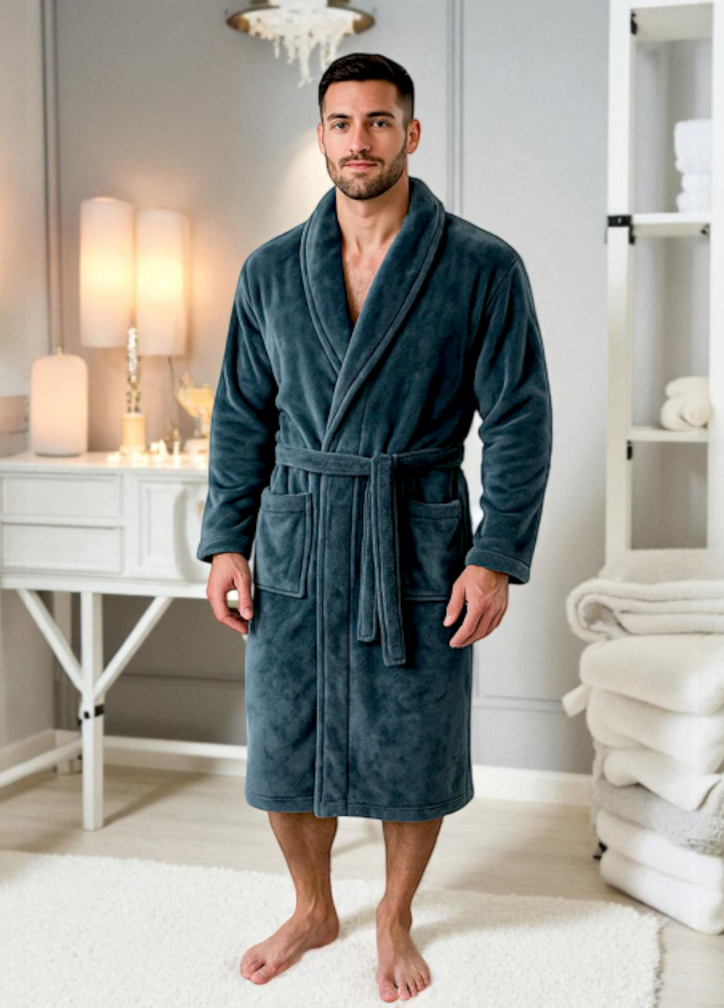 Халат мужской Livarno Dope Dyed M р. 48/50 Графит (7863)