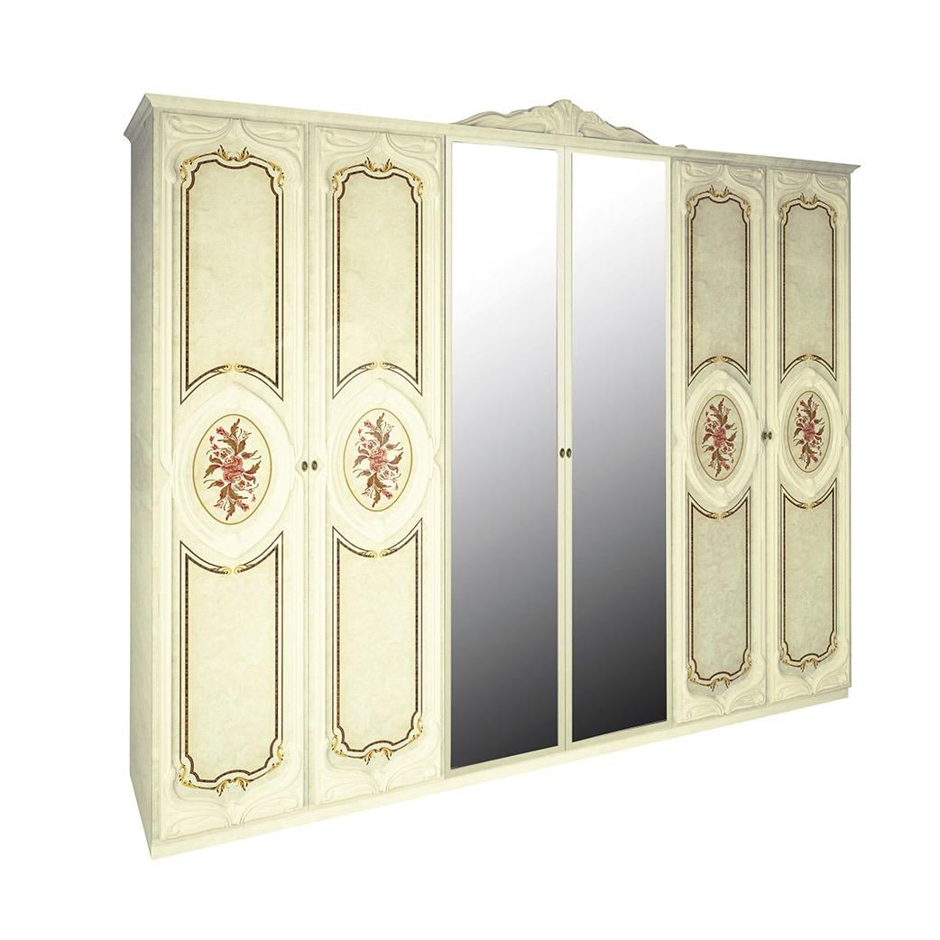 Шкаф для спальни с зеркалом MiroMark Реджина 6Д ламинированная ДСП 2820х595х2320 мм Радика Беж (11046)