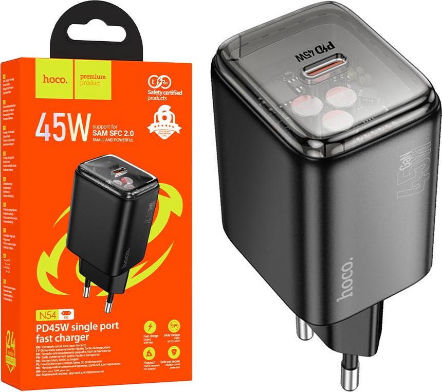 Зарядний пристрій Hoco N54 45W PD/QC порт Type-C Black (42083) Зарядний пристрій Hoco N54 45W PD/QC порт Type-C Black (42083)