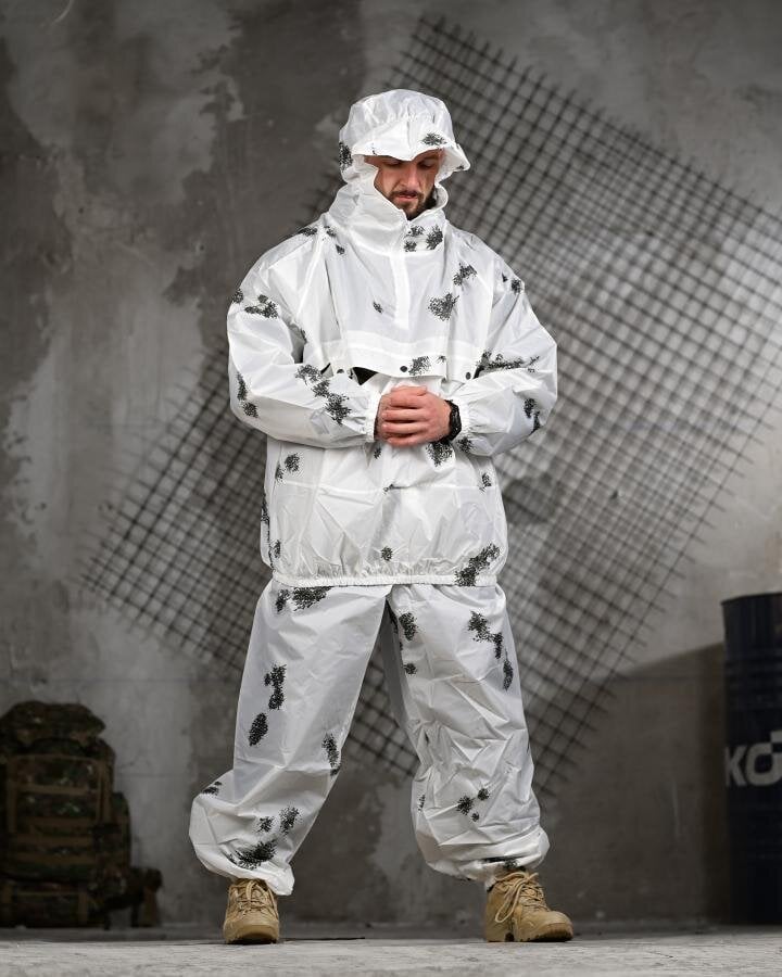 Тактический маскировочный халат one size Камуфляж Белый (PK521-S)