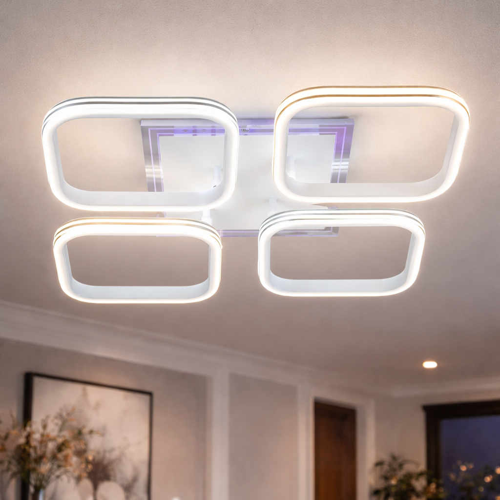 Люстра светодиодная Sirius 48W с квадратными рассеивателями 3000-6500К с пультом Белый (YH922/4)