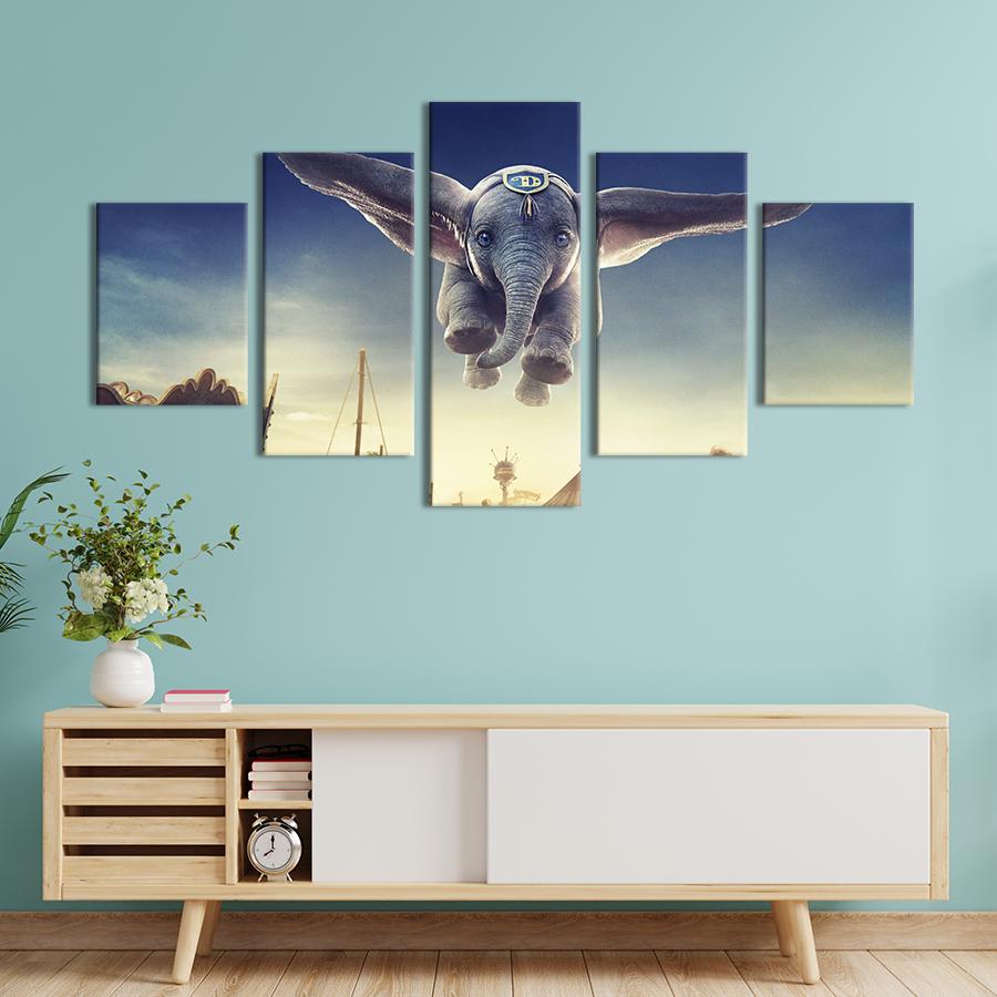 Картина на холсте Сказочный слонёнок Дамбо 112x54 см (1474-52)