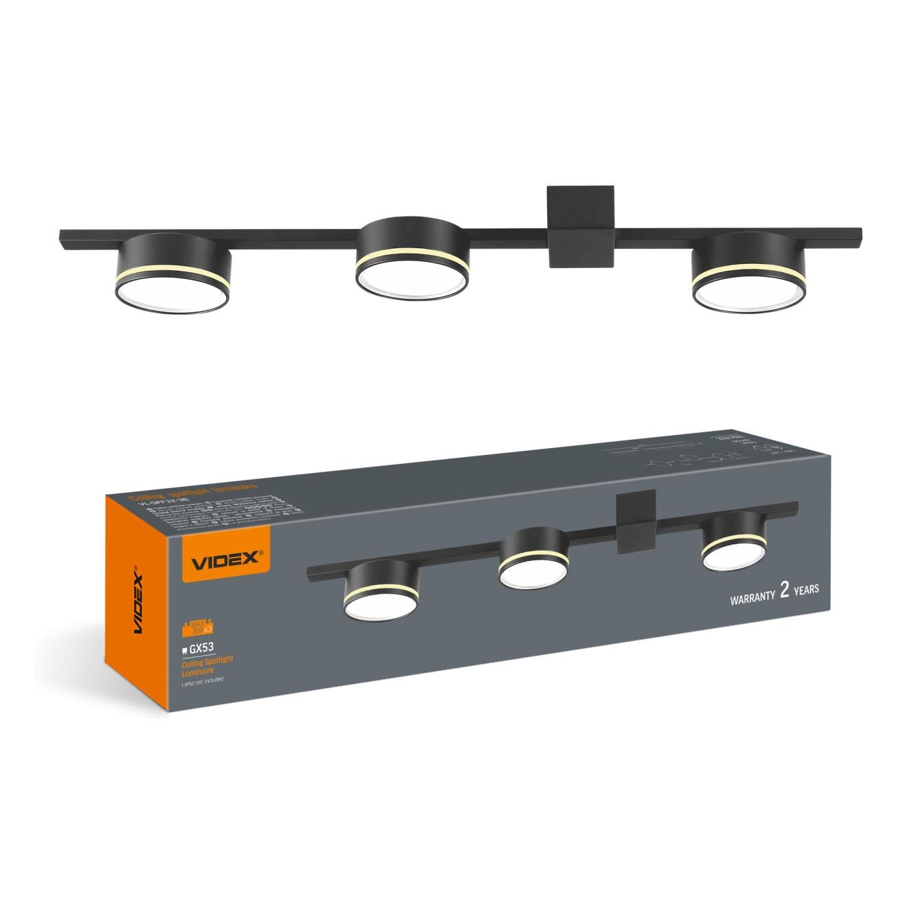 Світильник накладний Videx під лампу 3xGX53 Чорний (VL-SPF32-3B) - фото 1 Світильник накладний Videx під лампу 3xGX53 Чорний (VL-SPF32-3B) - фото 1