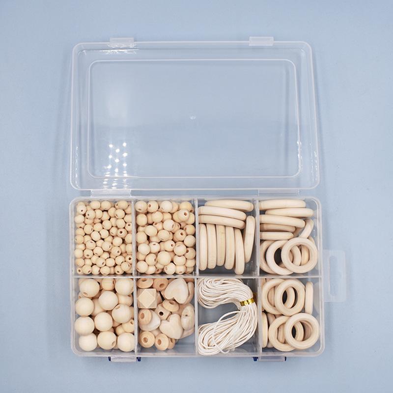 Набор бусин деревянных и колец для макраме для создания игрушек (8644)