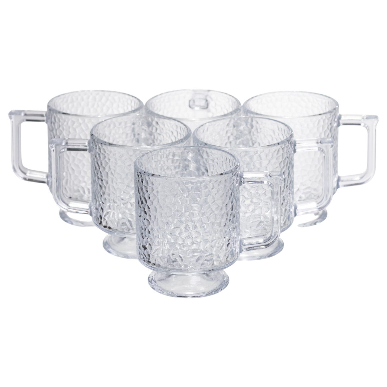 Набор стеклянных чашек с молотковой фактурой Goblet 6 шт. по 300 мл Прозрачный (HP-19-L8) Набор стеклянных чашек с молотковой фактурой Goblet 6 шт. по 300 мл Прозрачный (HP-19-L8)