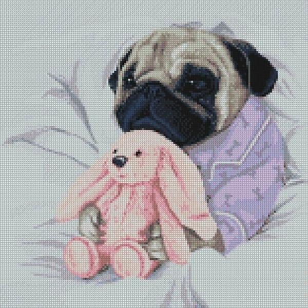 Алмазная мозаика Идейка Животные Любимая игрушка 40х40 см холст на подрамнике (АМ6084-mt)