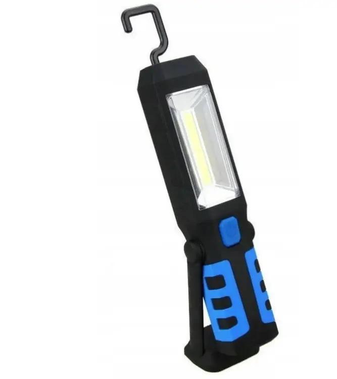 Світлодіодний ліхтар на магніті з гачком та рухомим корпусом 3 джерела світла від USB та прикурювача