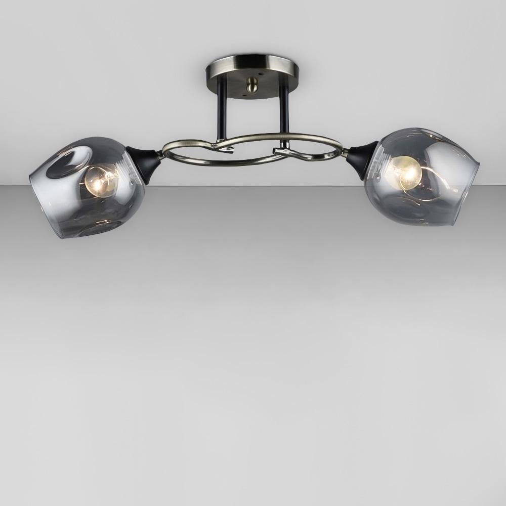 Люстра стельова Light House SR-18991/2 AB+BK 550х130х220 мм E27 Бронзовий/Чорний/Димчастий