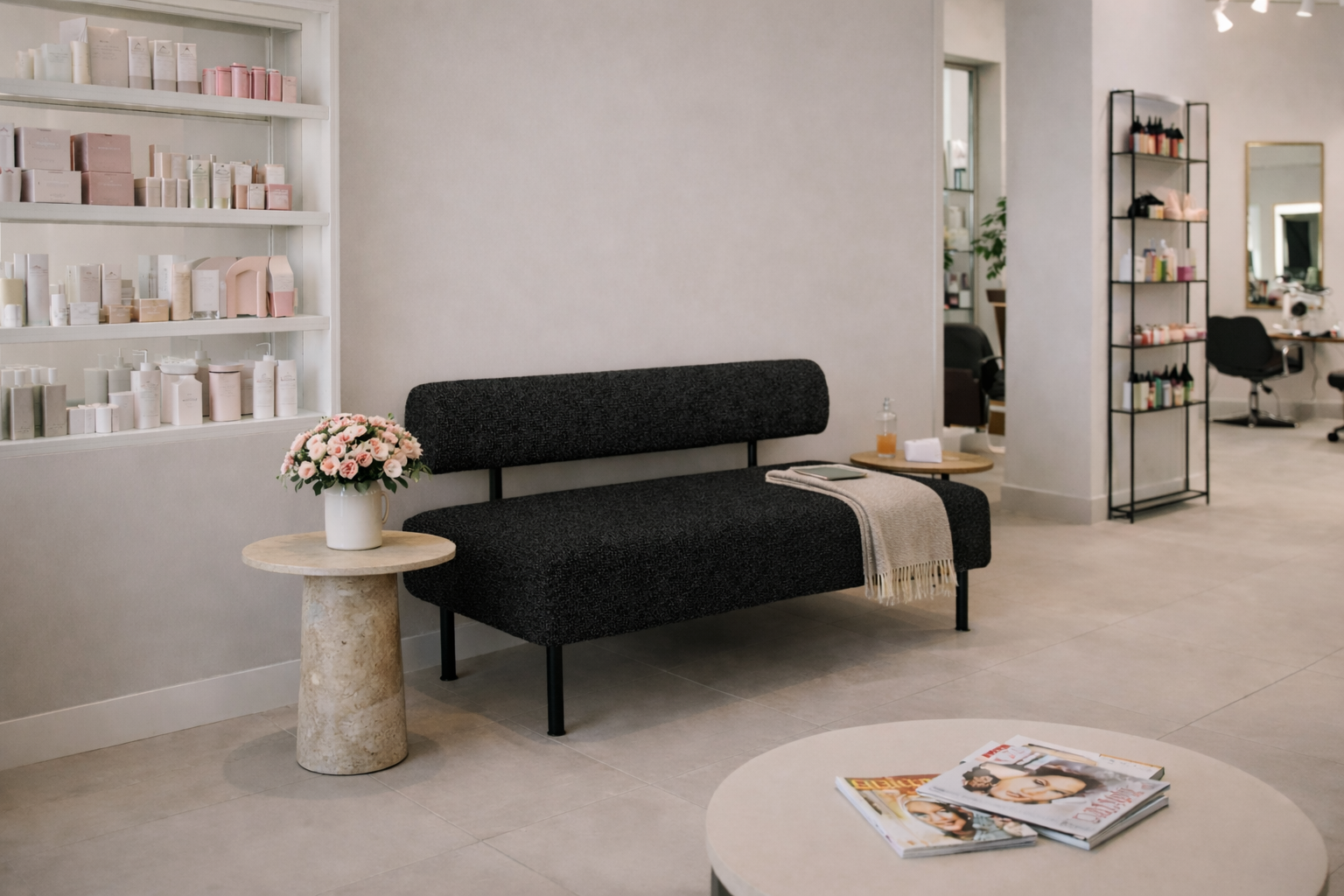 Диван Tobi Sho Люмо 1200х540х750 мм букле Alpaca Черный/99