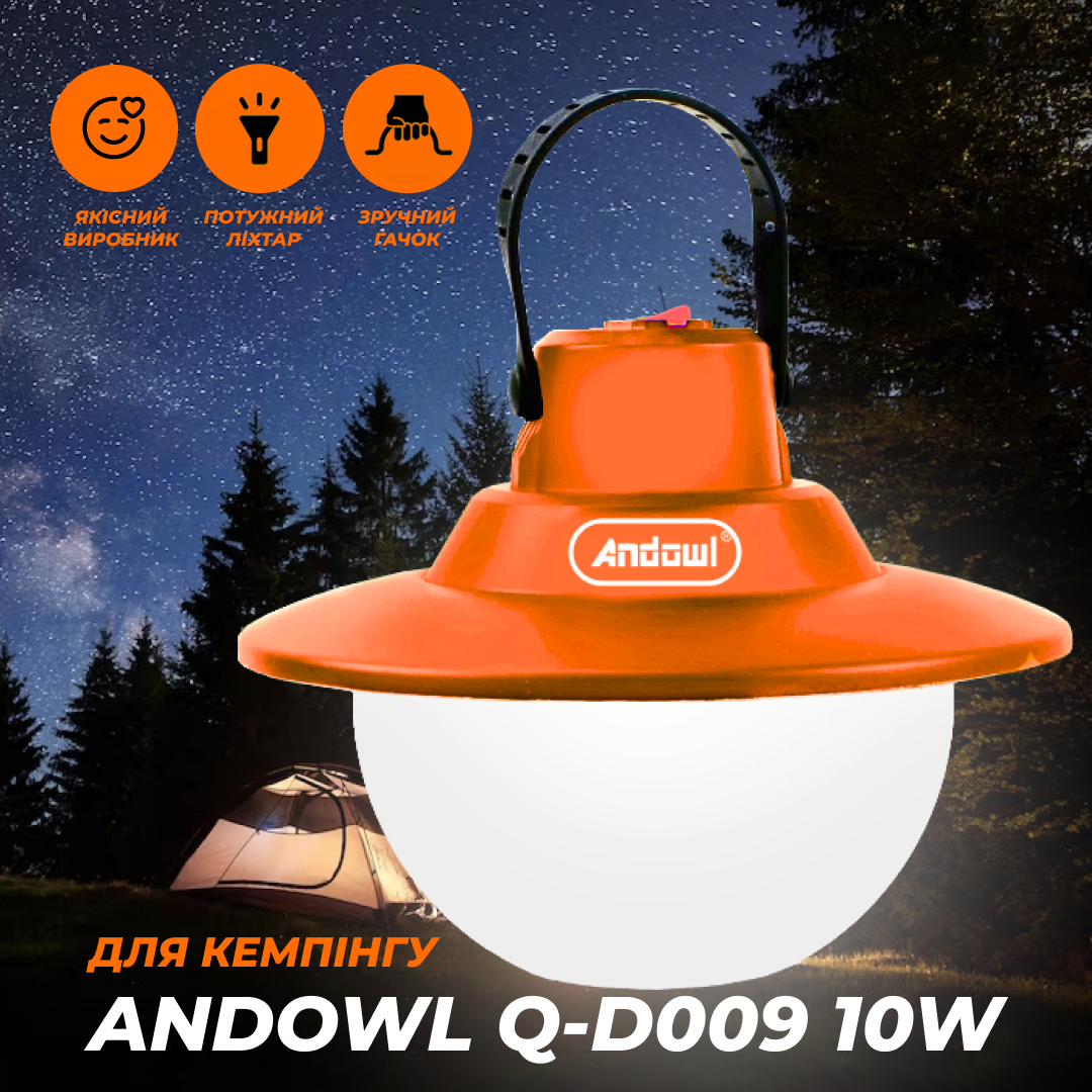 Светильник подвесной аккумуляторный Andowl Q-D009 10W LED с аккумулятором Оранжевый (63ceda65) - фото 2