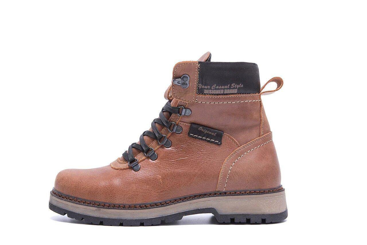 Сапоги мужские зимние кожаные ZG Military Style р. 40 26 см Коричневый (28546176) - фото 4