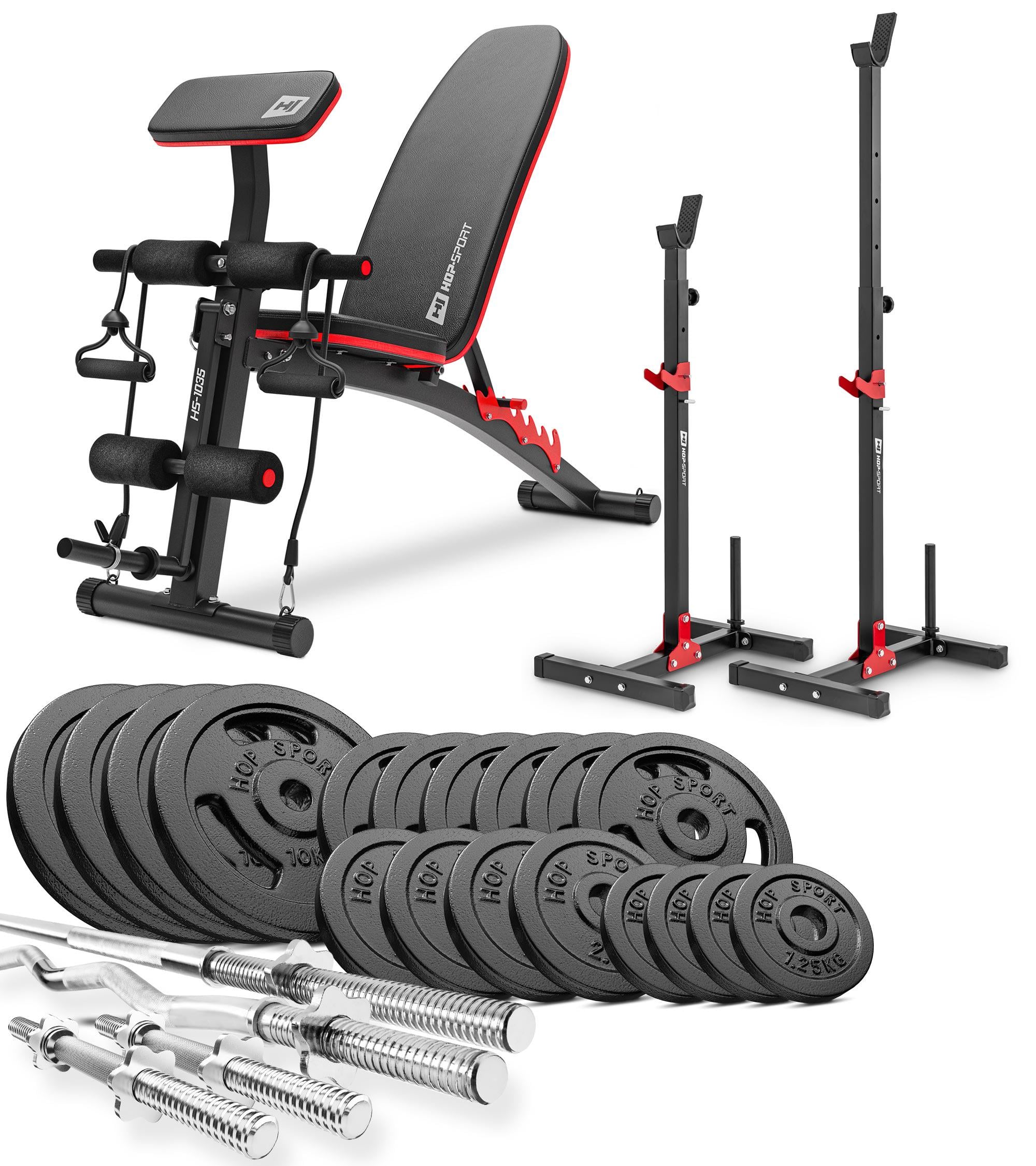 Набор STRONG 106 кг со скамьей HS-1035 и стойками 1005L