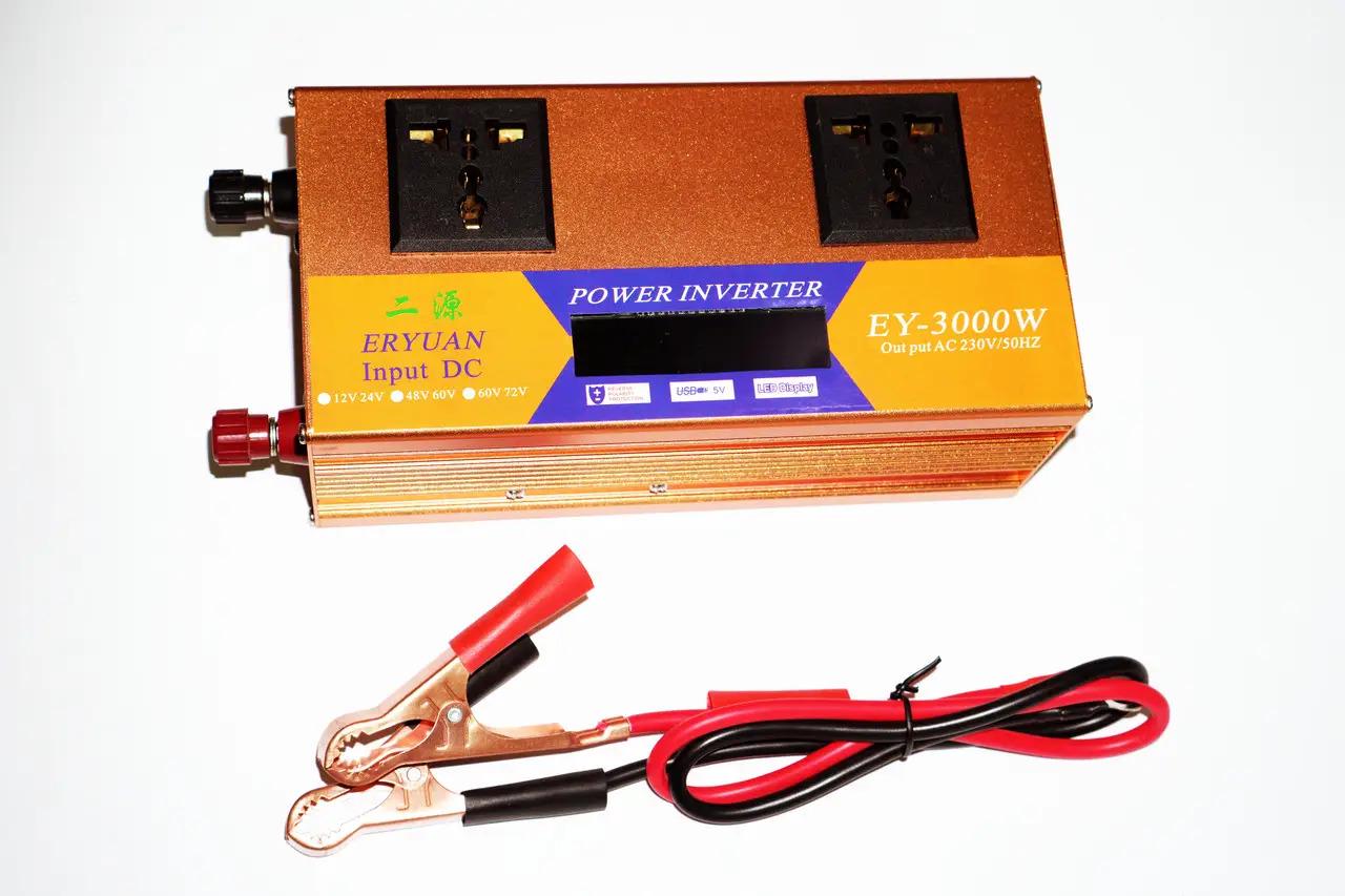 Инвертор автомобильный преобразователь напряжения 12 В-220 В 3000 Вт LCD Gold (1707906809) - фото 2 Инвертор автомобильный преобразователь напряжения 12 В-220 В 3000 Вт LCD Gold (1707906809) - фото 2