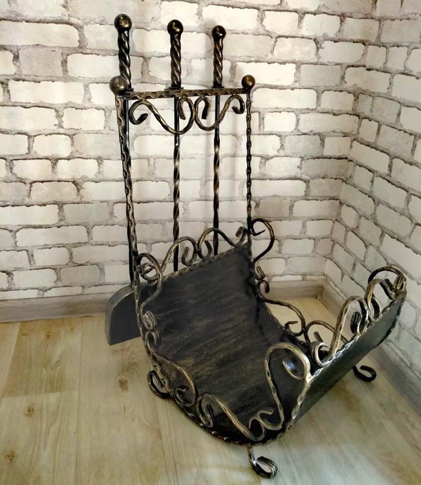 Набор для каминных принадлежностей с дровницей кованый (Vi_0011) - фото 6