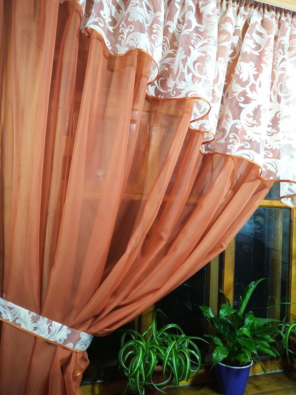 Шторы Анжелика вензель левая Терракотовый (1171892052) - фото 4