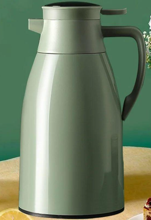 Термос с датчиком температуры из нержавеющей стали со стеклянной колбой 2 л Зеленый (5689998)