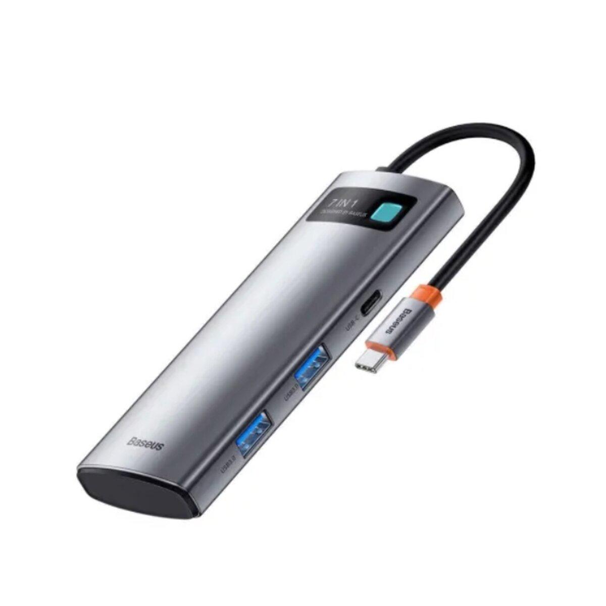 USB-хаб BASEUS Metal Gleam Series 7-Port HUB Type-C to HDMI4K@60Hzx1xUSB3.0x3xPDx1xSD TFx1 Space Grey (B00030708811-00)