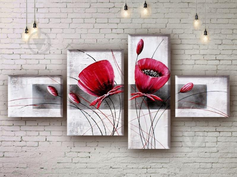 Модульная картина акрилом цветы ArtStar MHM17_4_005 размер 70 х 150 см